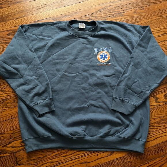 GIldan Rochester NY Firefighter Emergency Rescue Squad Sweatshirt Blue Size XL - Picture 3 of 6